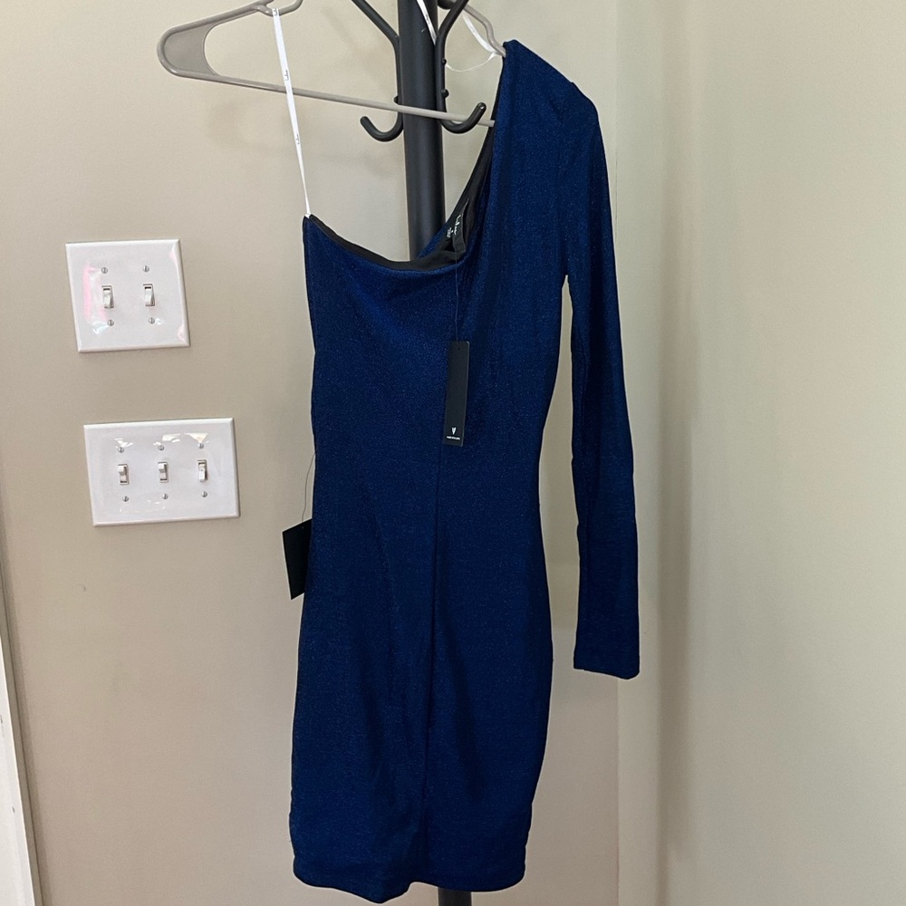 Lulu's Blue One-Shoulder Evening Dress